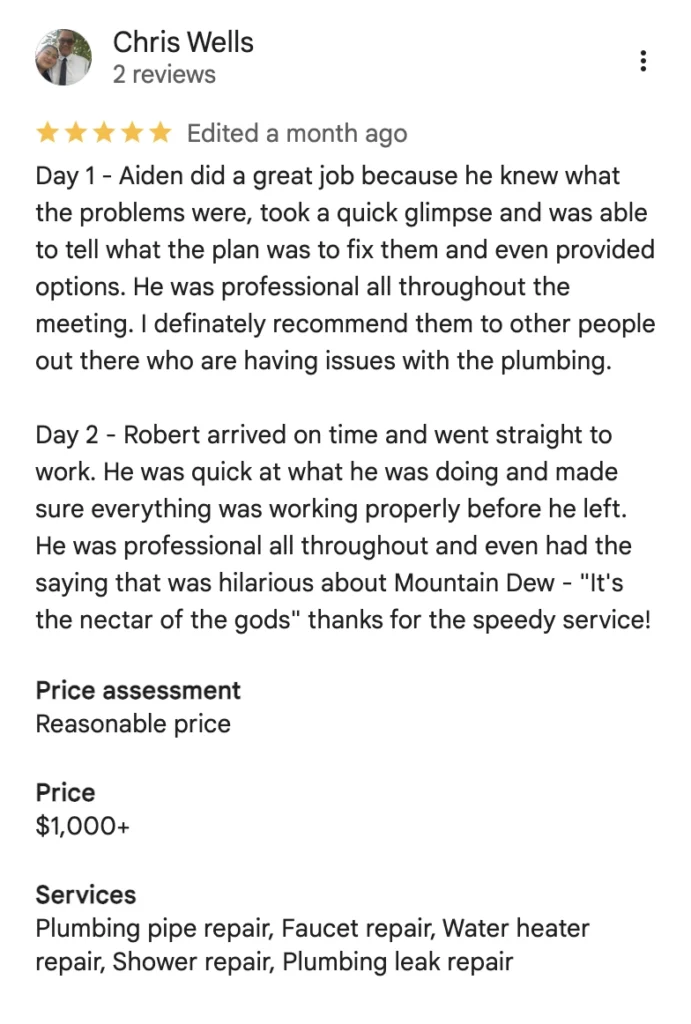 Oswalt's Sewer Rooter & Plumbing Repair customer review