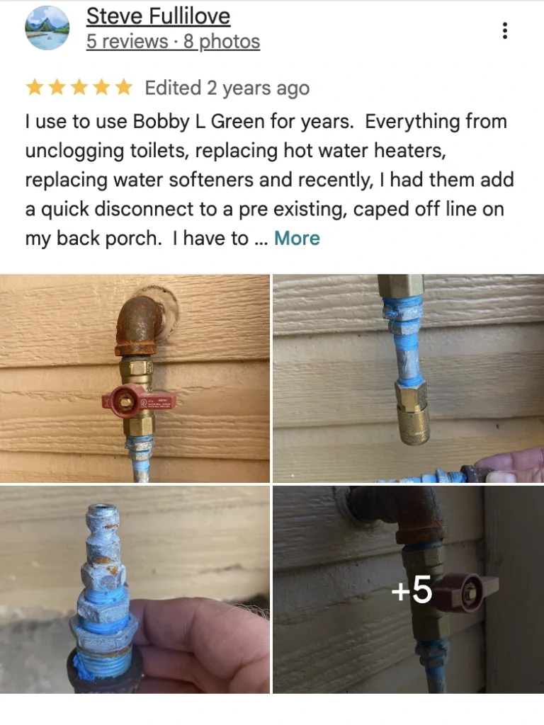 Bobby L. Greene Plumbing customer review