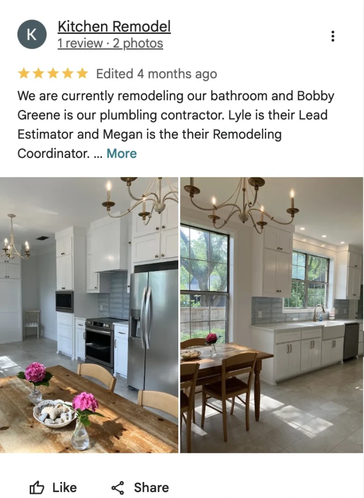 Bobby L. Greene Plumbing customer review