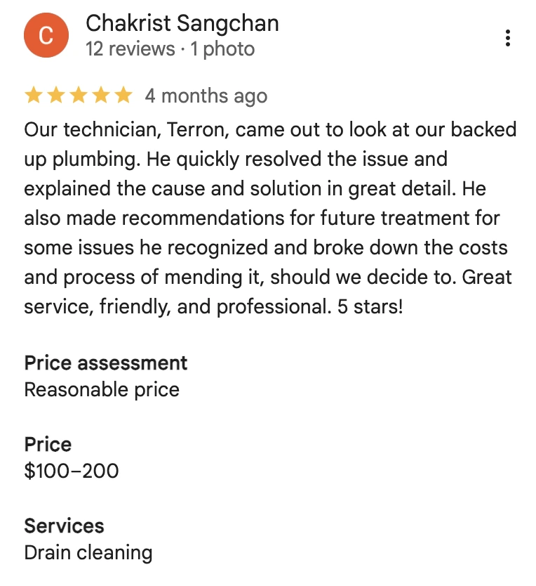 Bobby L. Greene Plumbing customer review