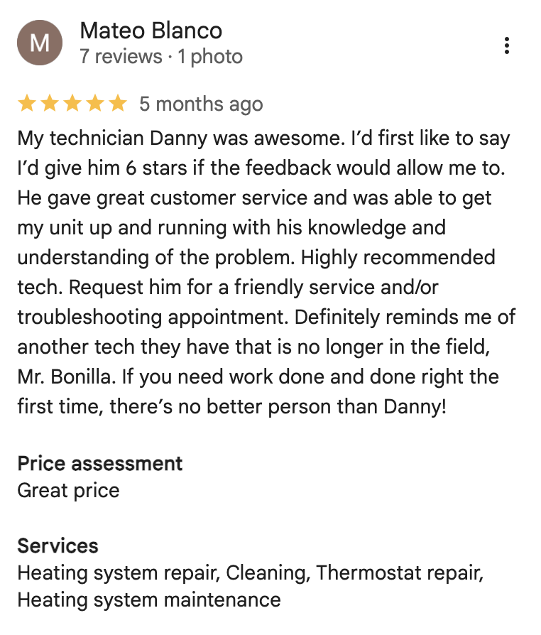 Service Genius Air Conditioning and Heating Customer Reviews