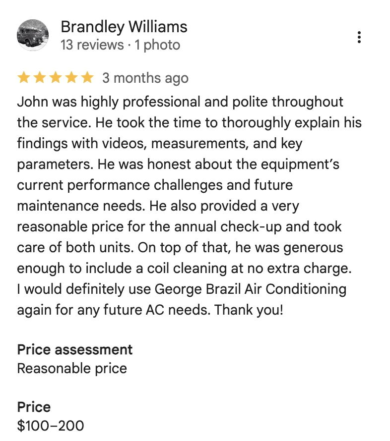 George Brazil Air Conditioning & Heating Review