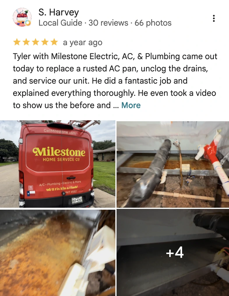 Milestone Electric, A/C, & Plumbing Customer Reviews