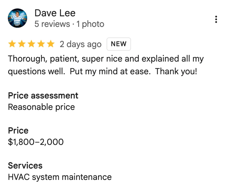 Shavitz Heating and Air Conditioning Customer Review