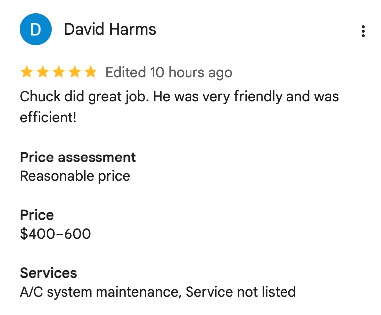 Air Tech of Houston AC & Plumbing Customer Review