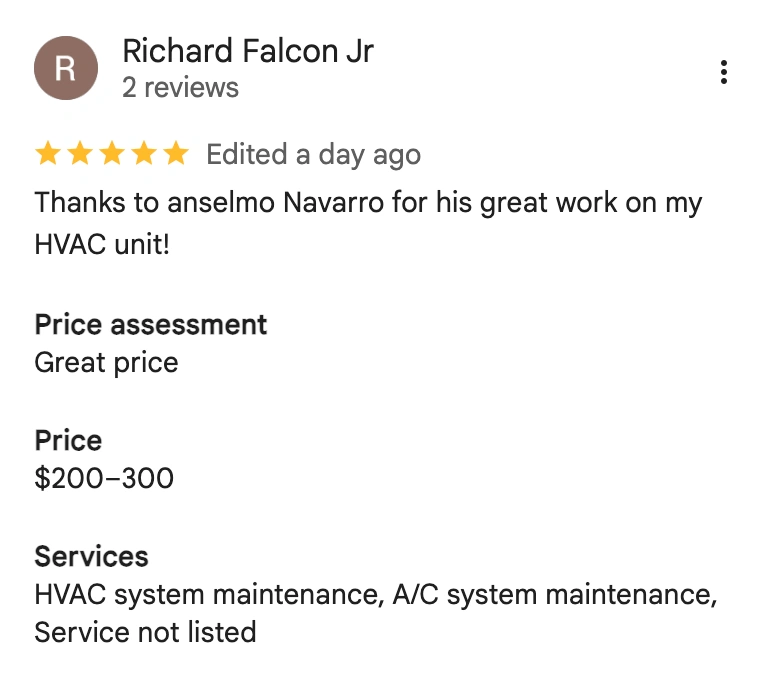 Air Tech of Houston AC & Plumbing Customer Review