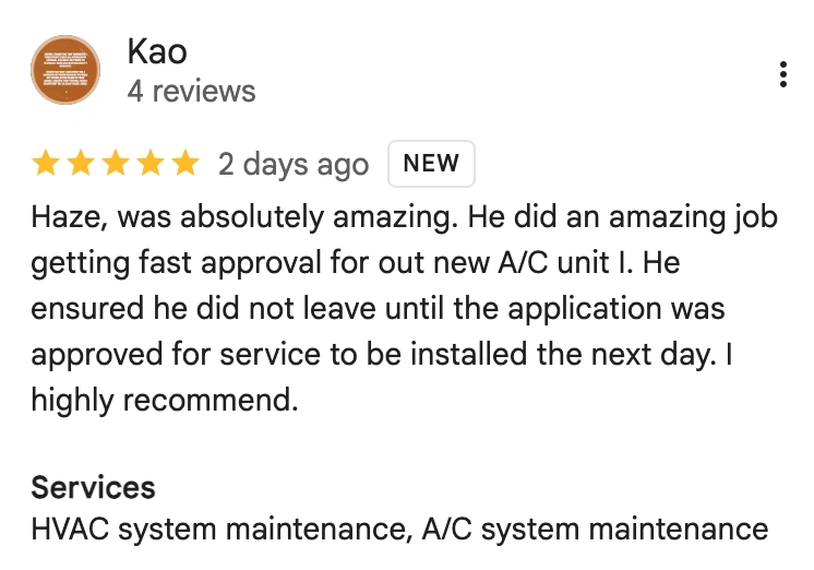 Royal Air Houston Customer review