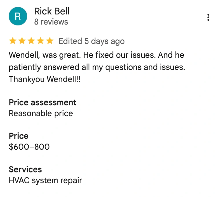 Service Experts Houston Customer Review