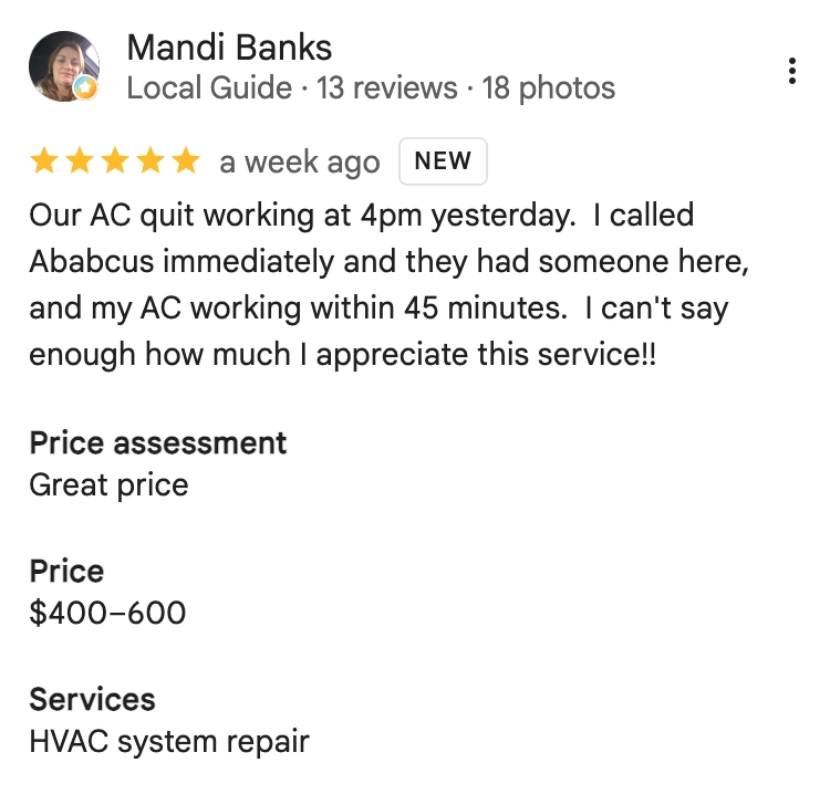 Service Experts Houston Customer Review