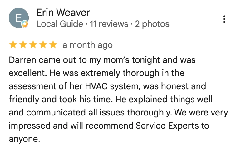 Service Experts Houston Customer Review