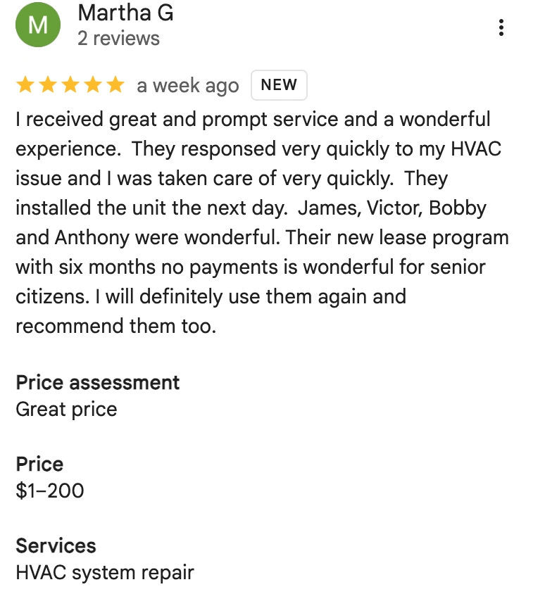 Service Experts Fort Worth Customer Review
